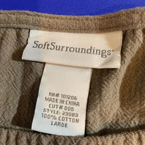 Soft Surroundings Gray Cotton Bell Sleeve Tunic Top Blouse Size L - Picture 7 of 9